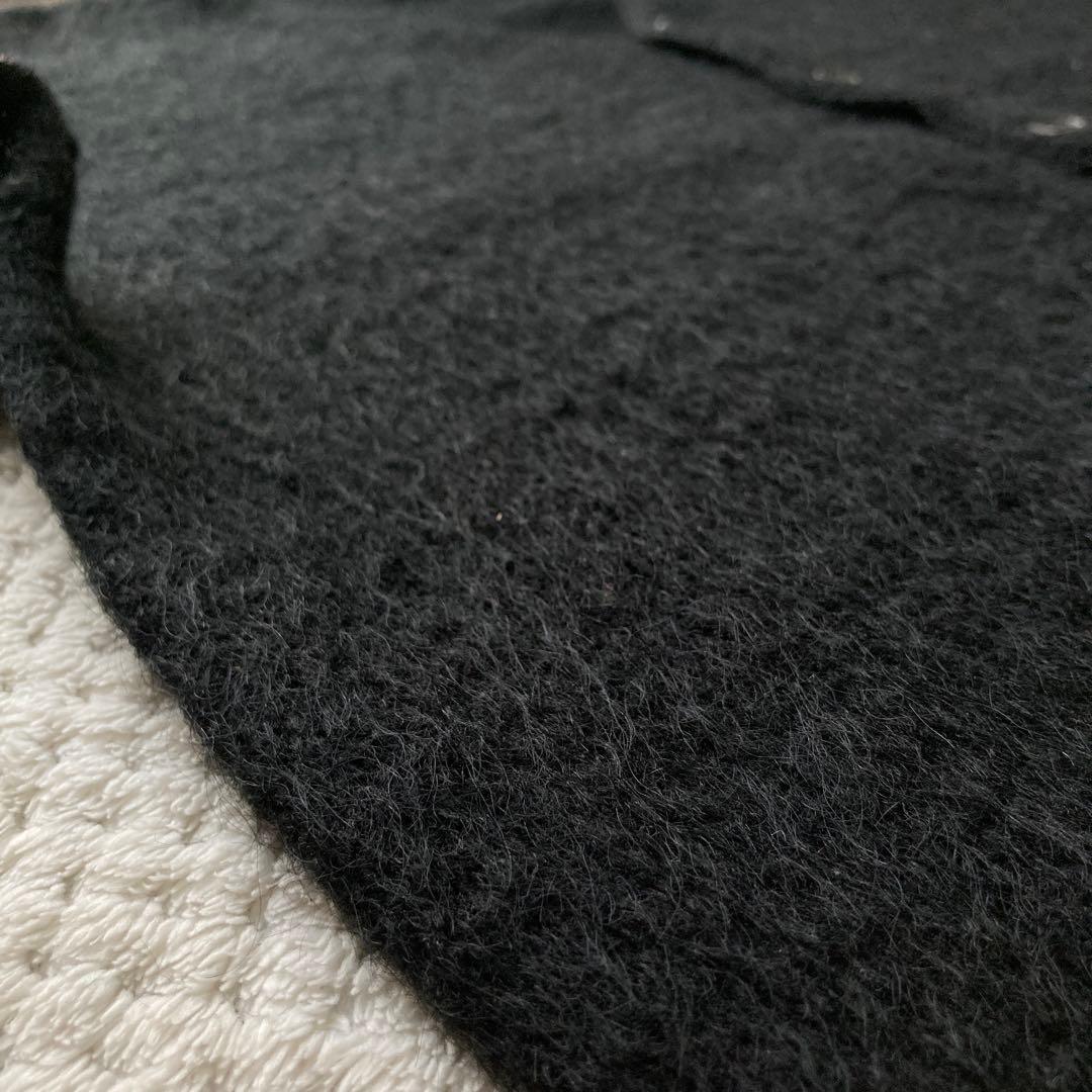 60s ブラック モヘア カーディガン 黒 毛足長 グランジ カートコバーン