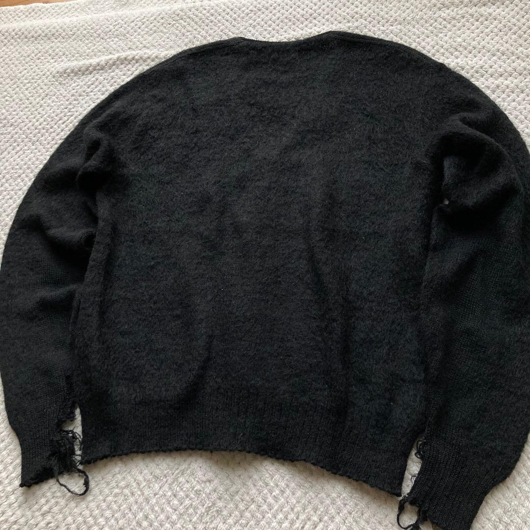 60s ブラック モヘア カーディガン 黒 毛足長 グランジ カートコバーン