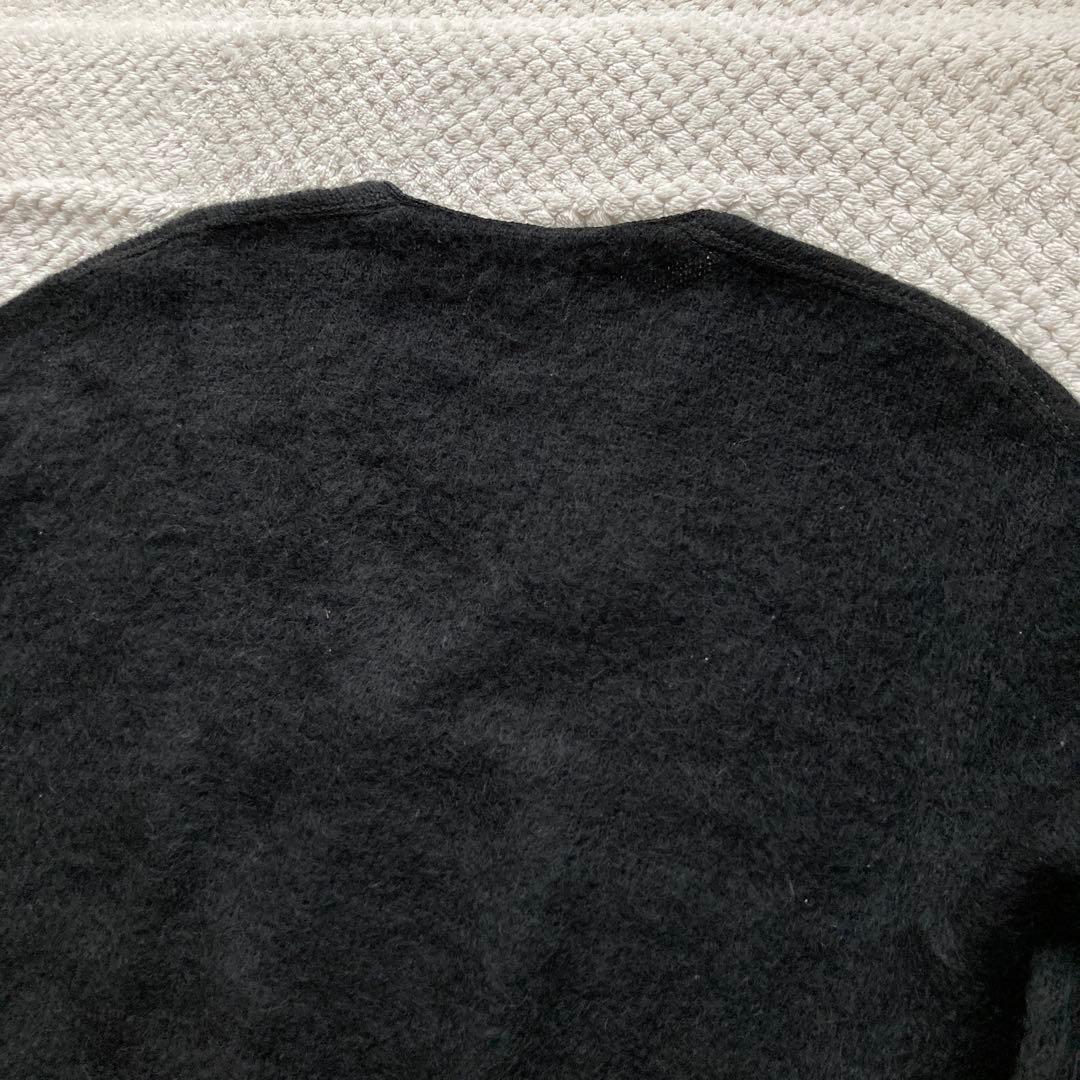 60s ブラック モヘア カーディガン 黒 毛足長 グランジ カートコバーン