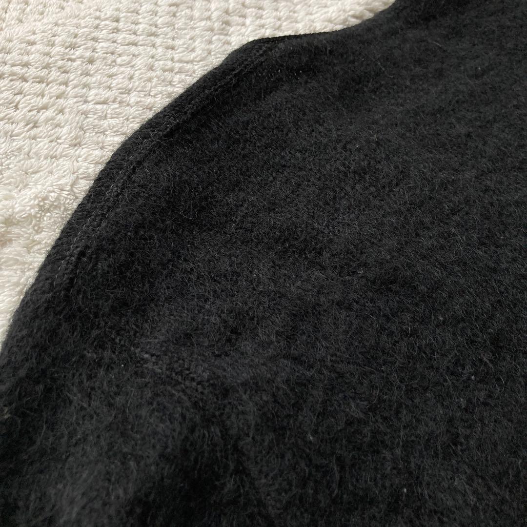 60s ブラック モヘア カーディガン 黒 毛足長 グランジ カートコバーン
