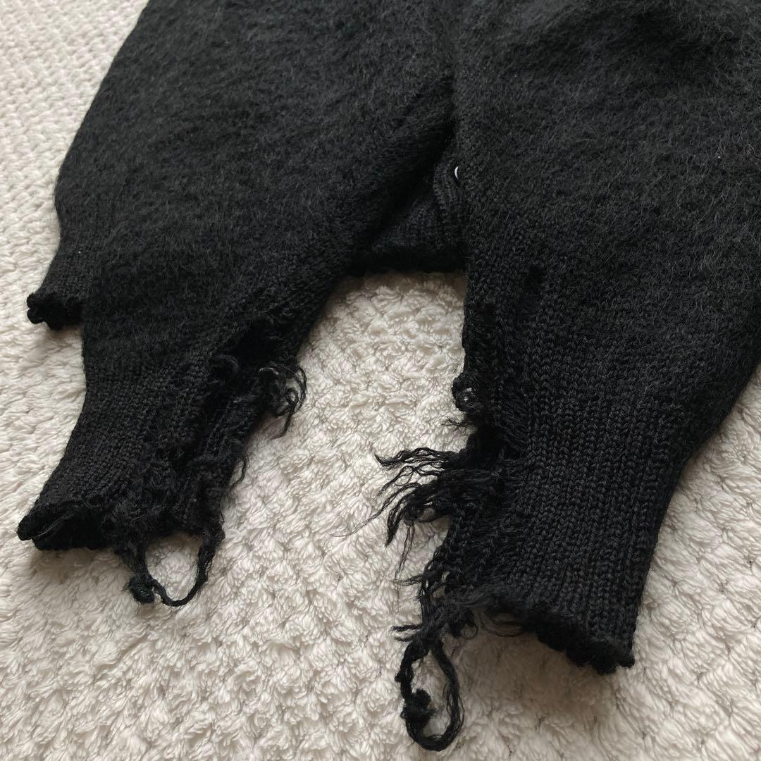 60s ブラック モヘア カーディガン 黒 毛足長 グランジ カートコバーン