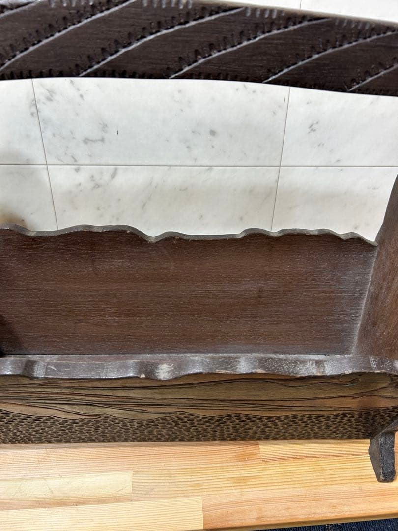 【希少 ヴィンテージ 木製マガジンラック／新聞ラック】　昭和レトロ