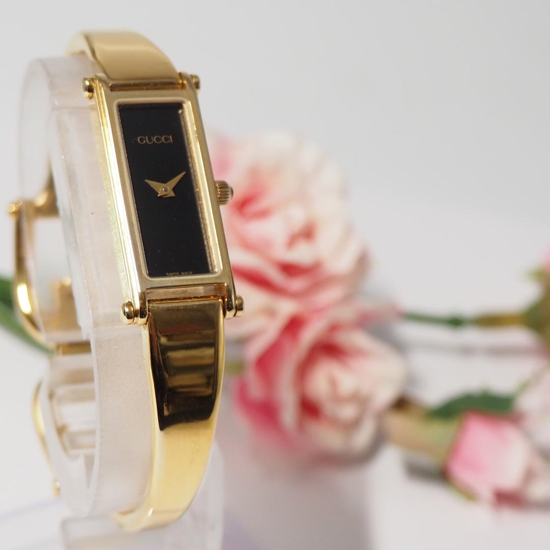 美品 グッチ GUCCI 1500 スクエア バングルウォッチ 腕時計 H598