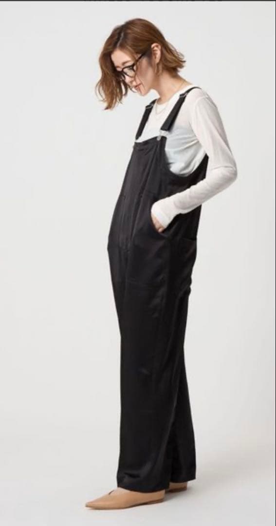 Conte 黒サテンサロペット・オーバーオール