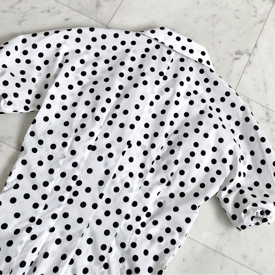 新品未使用【ドルチェ&ガッバーナ】　ドットパフスリーブ半袖ブラウス　36
