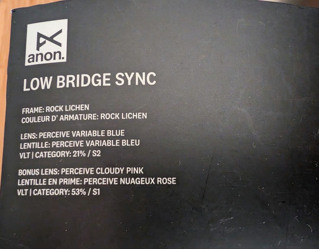 ②anon.Sync Low Bridge Fit Goggles+B.Lens