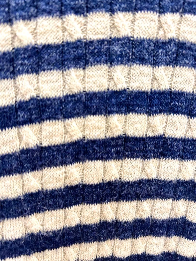 45R 超ガーゼ ケーブル編み ボーダー トリコロール