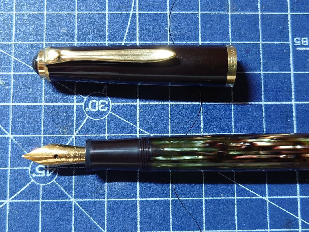 ペリカン 400NN M＆K 茶縞 14C-F 万年筆 中古