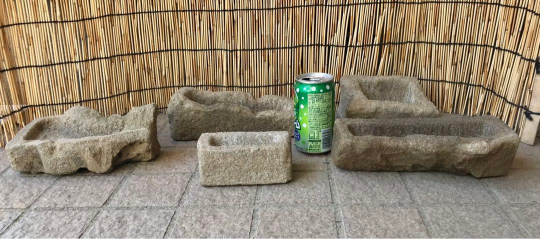 【石鉢・蹲・寄せ植え鉢・多肉植物鉢・コケ鉢・山野草鉢５個】オブジェ・庭石・置物