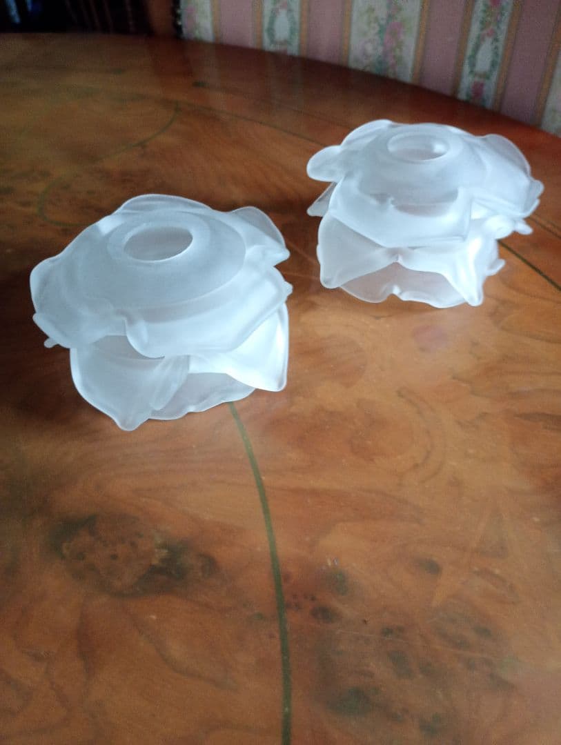 アンティーク薔薇シェード/イタリア製/スリガラス2灯/ NY購入/訳あり