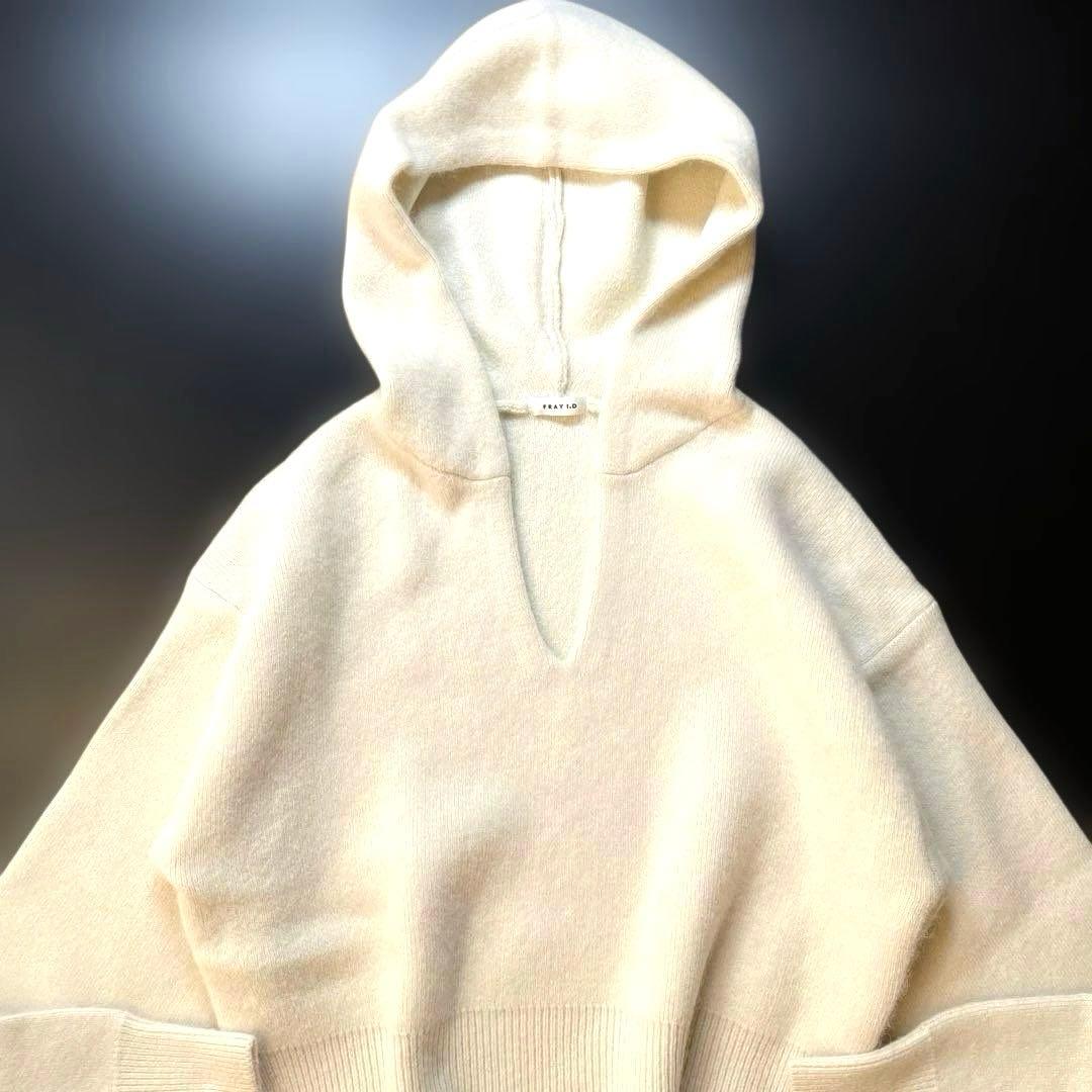 FRAY I.D ショートニットフーディ F アイボリー 定価19,800円