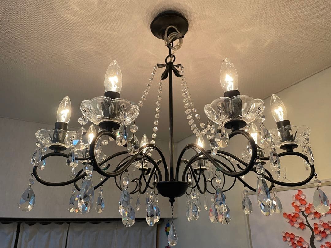 LED付・簡単取付】8灯シャンデリアライト