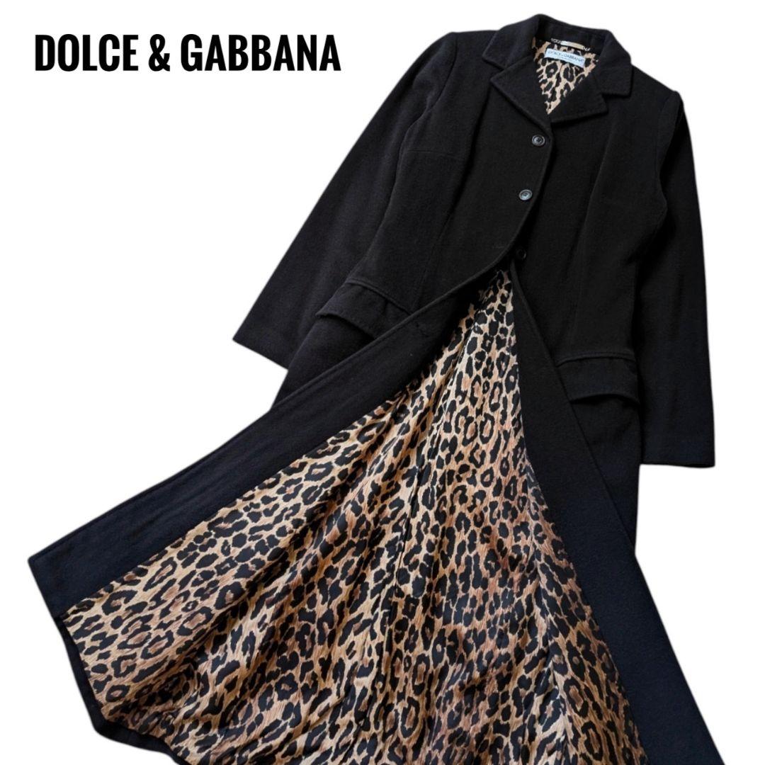 ドルチェアンドガッバーナ アンゴラ100% レオパード ロングコート M
