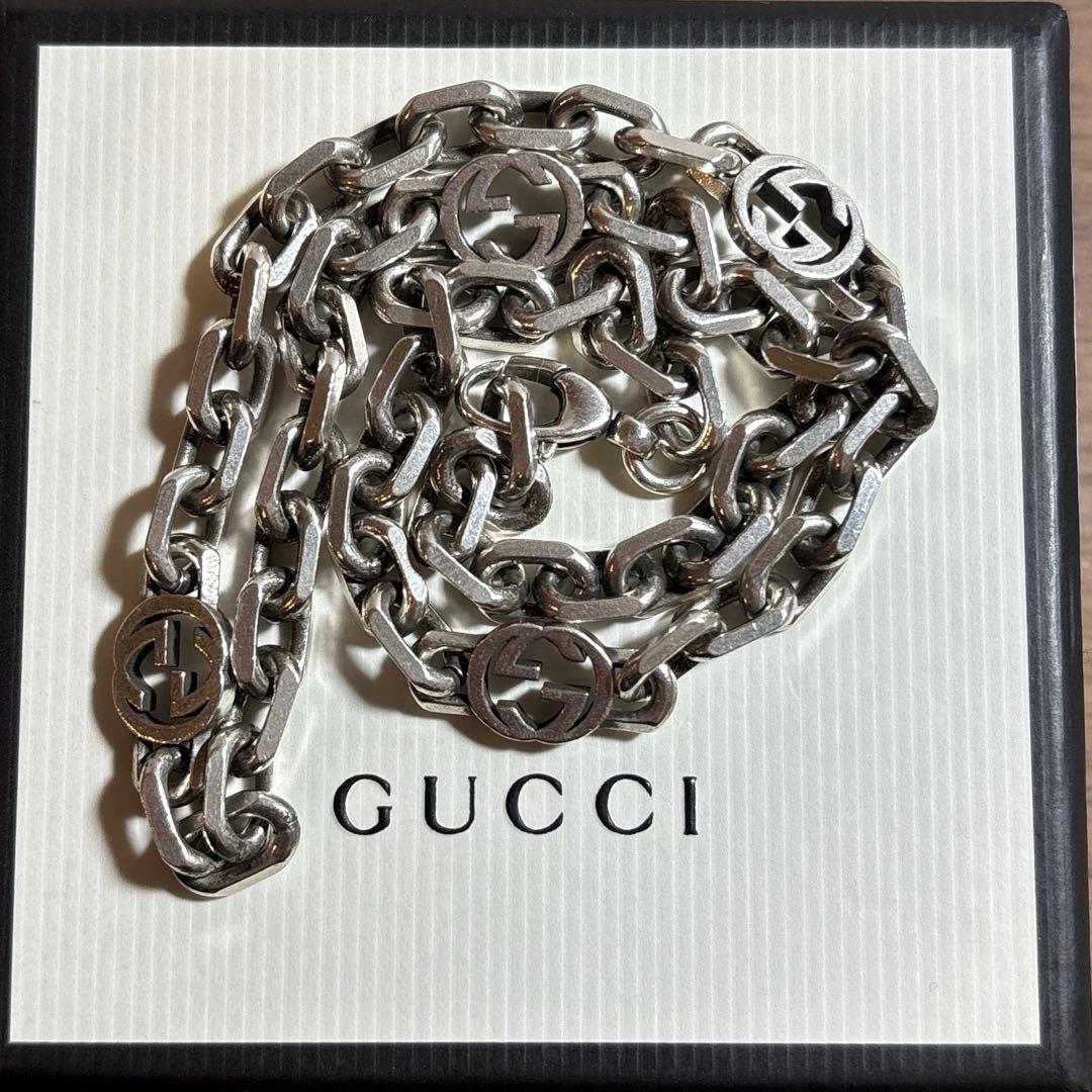 GUCCI グッチ　インターロッキング　ネックレス　シルバー