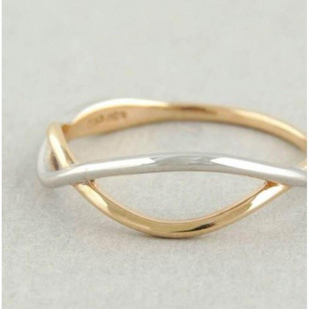 エテ K10 11号 コンビカラー クロス リング ゴールド ライン レア 美品