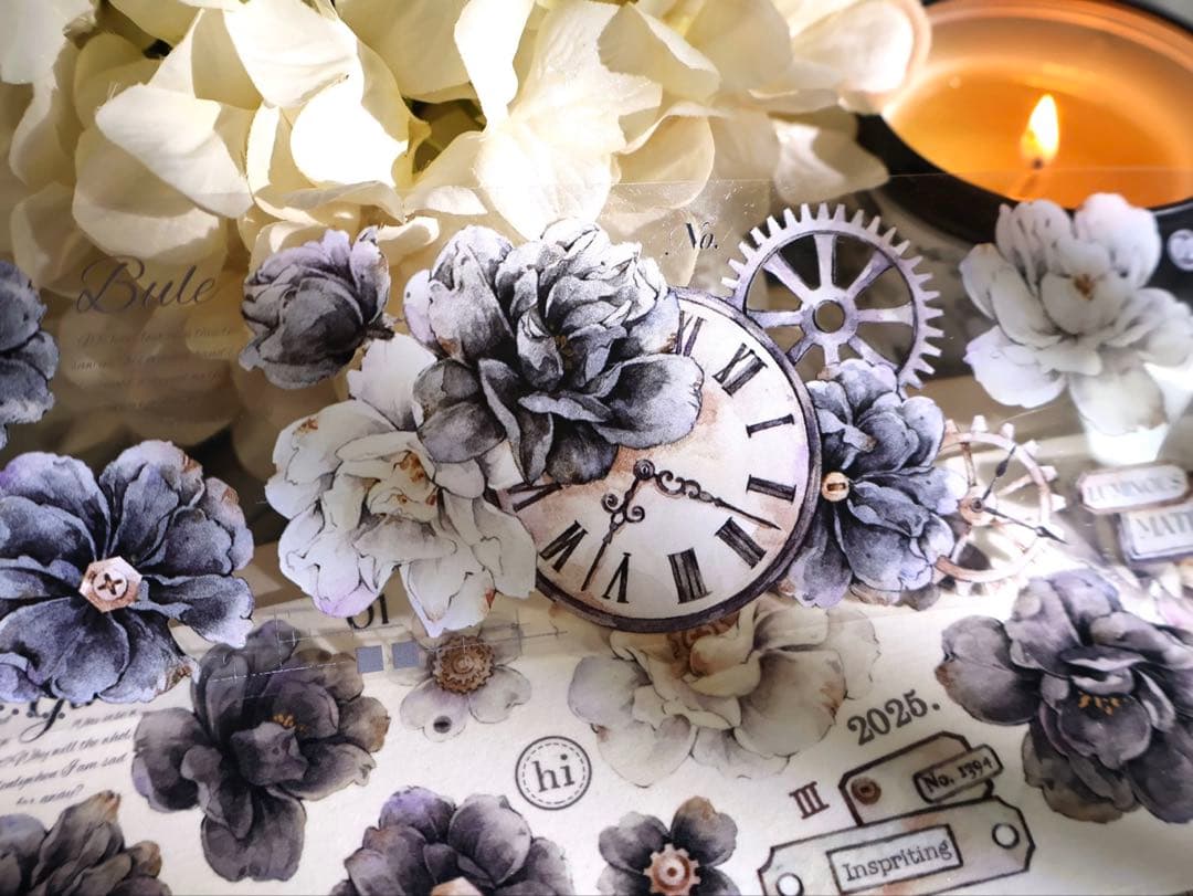 壹洱原创《烟墨白》海外マスキングテープ　マステ 【2372】