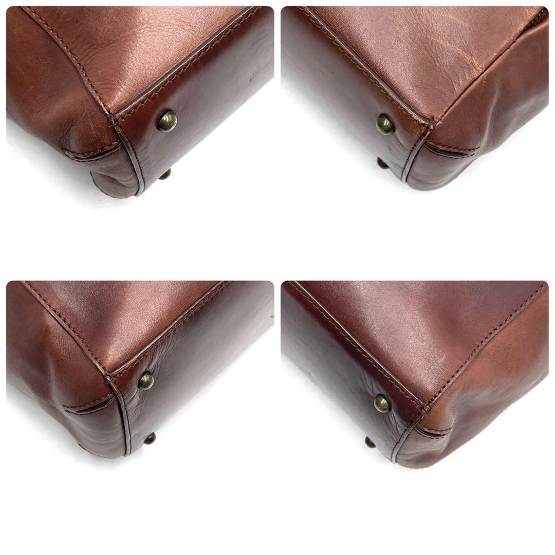 美品●マザーハウス トートバッグ ビジネスバッグ 肩掛け A4 ブラウン レザー