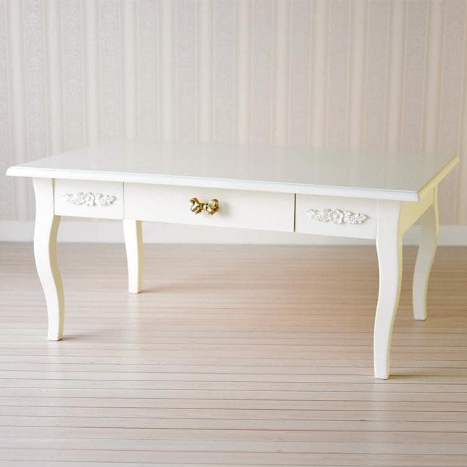 センターテーブル ホワイト リボン フラワー