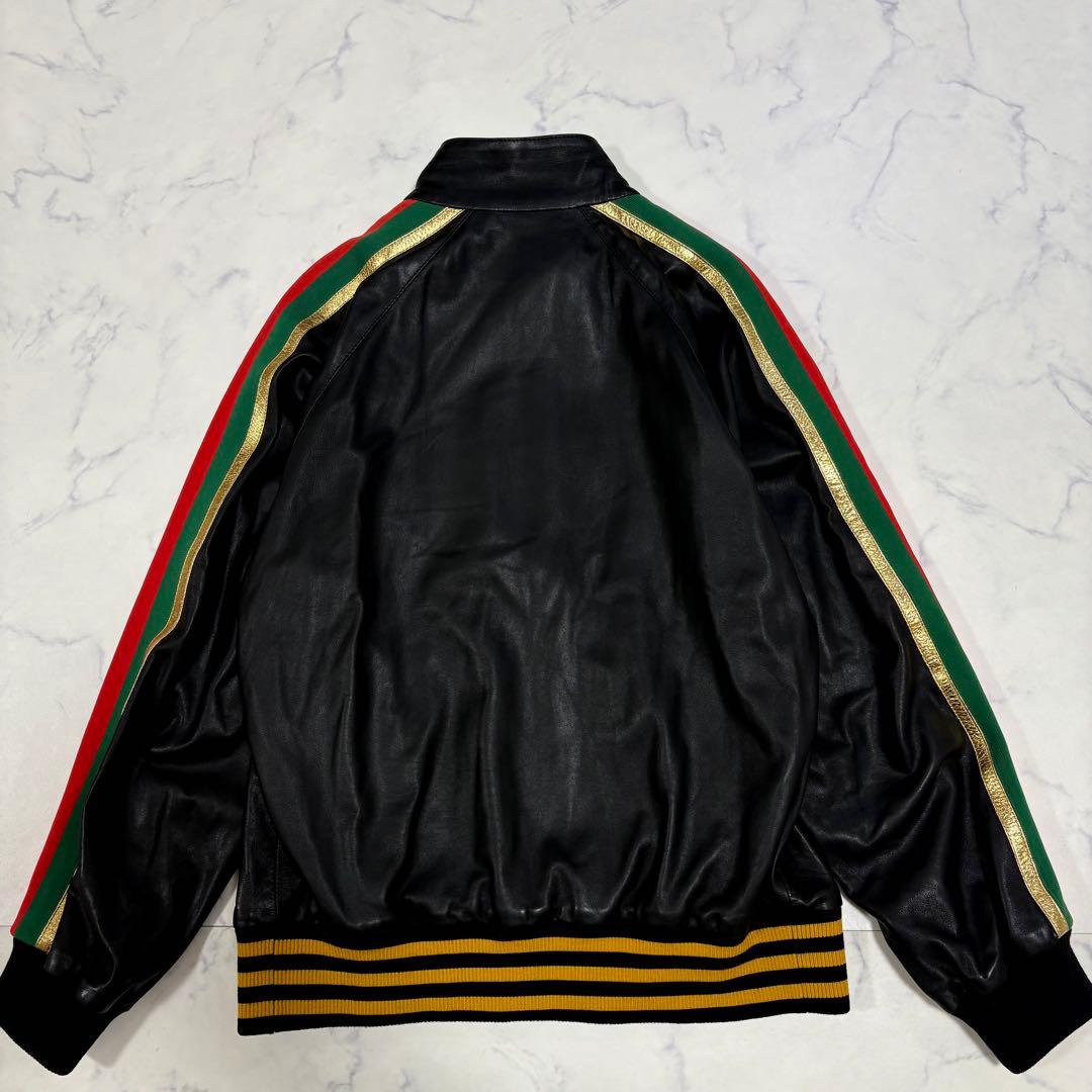 極美品 GUCCI ラムレザージャケット ストロベリー刺繍ロゴ 42 XL相当