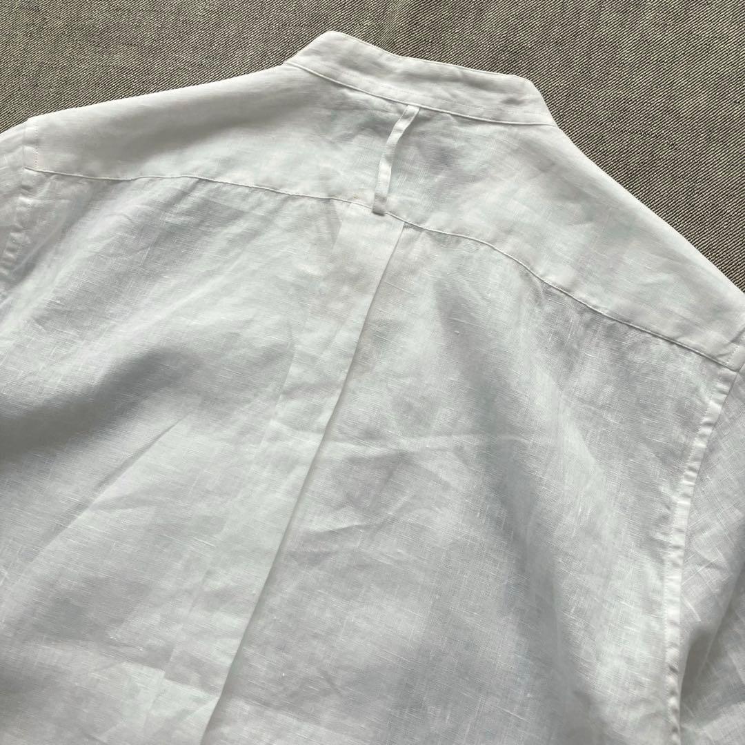 【未使用タグ】MARGARET HOWELLリネン ピンタックバンドカラーシャツ