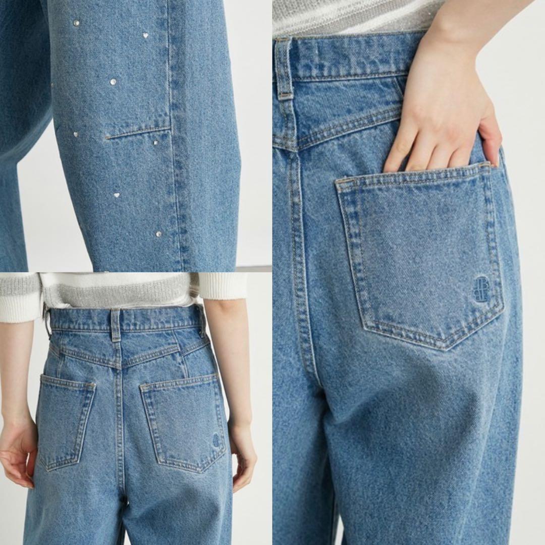 リリーブラウン　ハートビジューワイドデニムパンツ