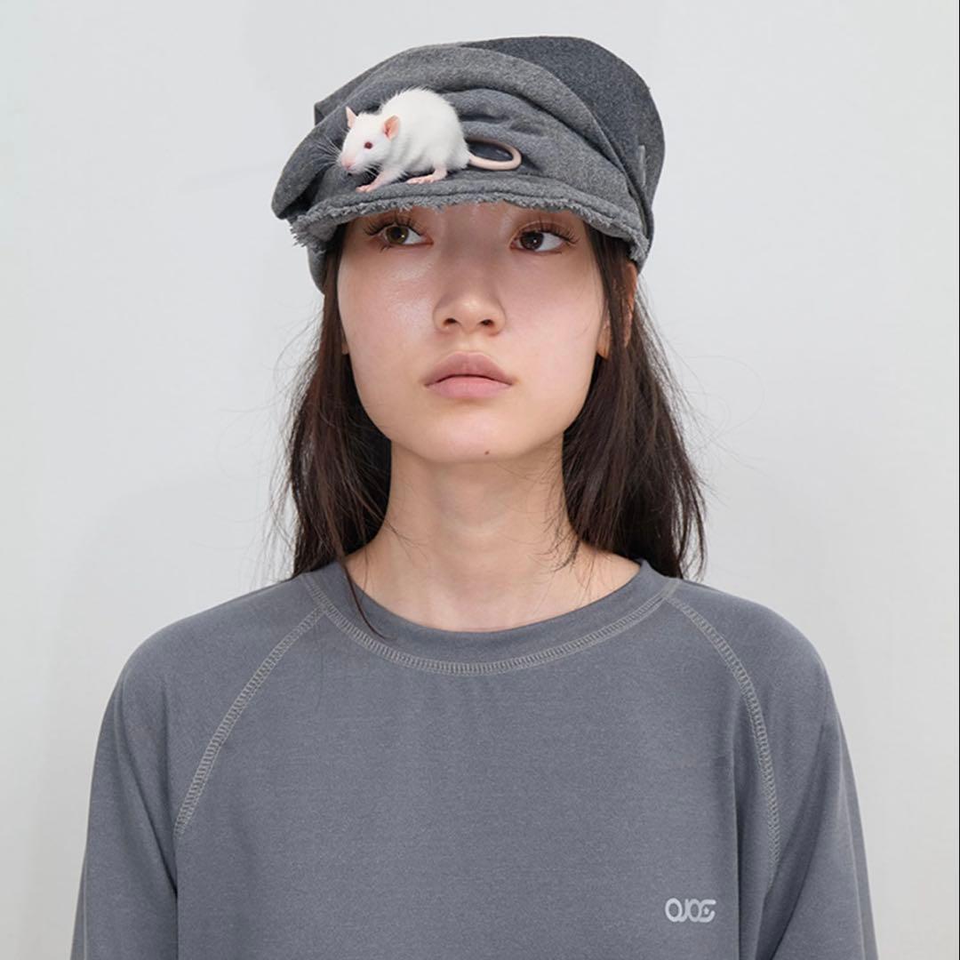 OJOS スカーフ ベール ウールキャップ グレー オホス