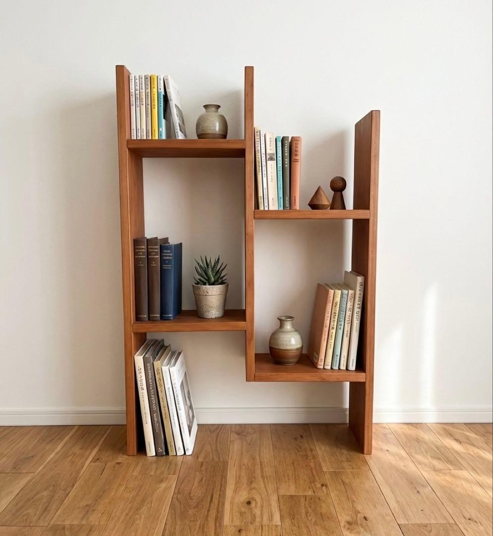 2WAY オープンシェルフ　縦横使用可　ウォルナット塗装　飾り棚 本棚　リビング