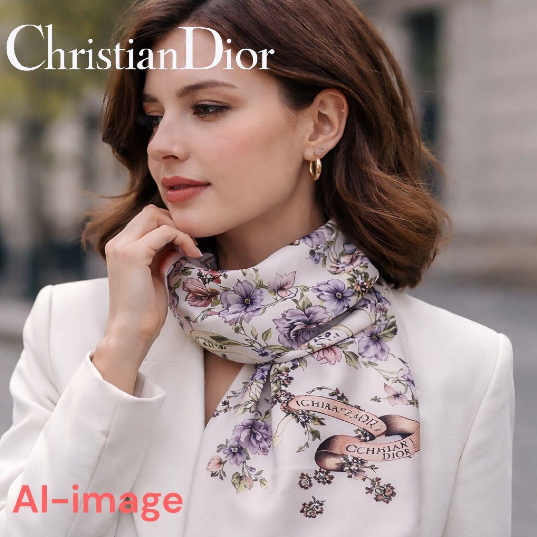 【極美品】クリスチャンディオール シルク100% 大判スカーフ 花柄 イタリア製