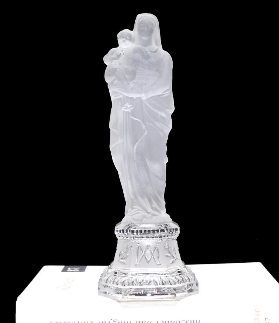 オールド・バカラ 極稀少 1880年頃 聖母子像 27cm フロスト加工大型置物
