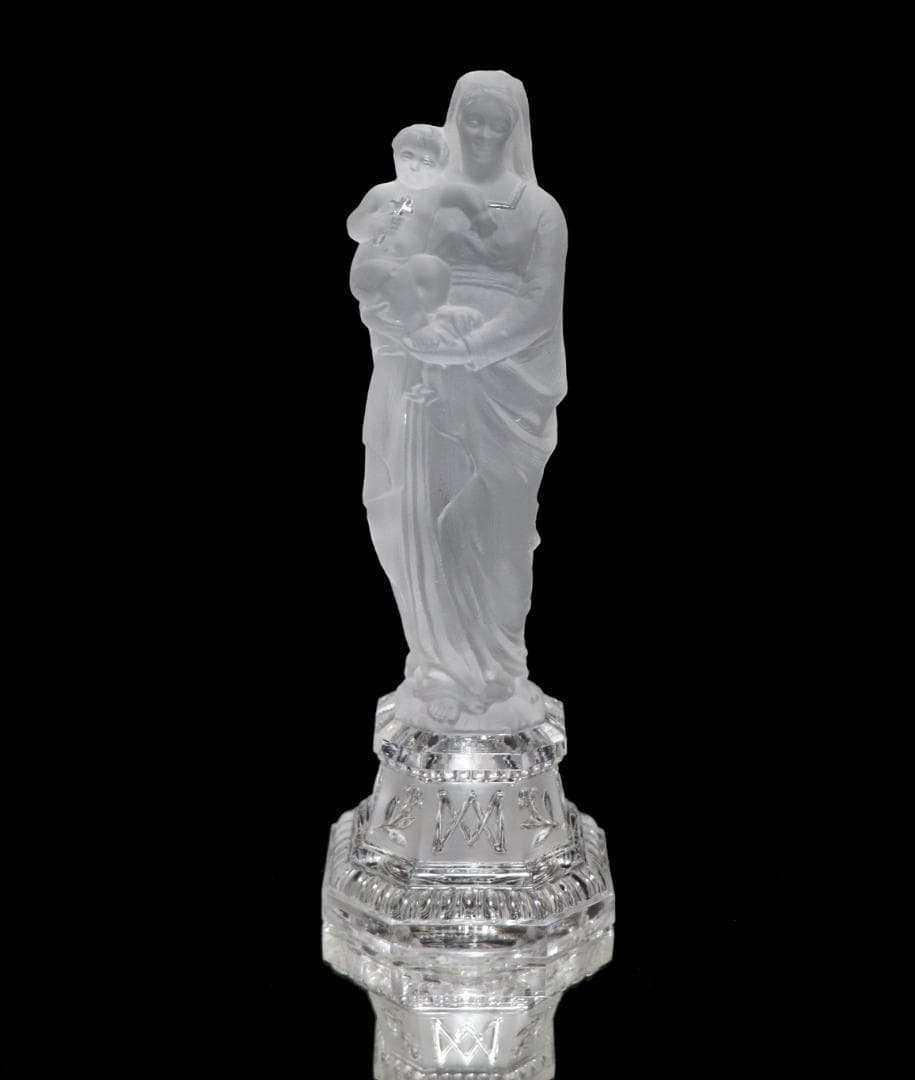 オールド・バカラ 極稀少 1880年頃 聖母子像 27cm フロスト加工大型置物