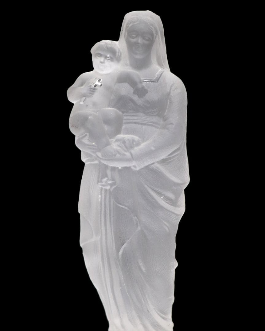 オールド・バカラ 極稀少 1880年頃 聖母子像 27cm フロスト加工大型置物