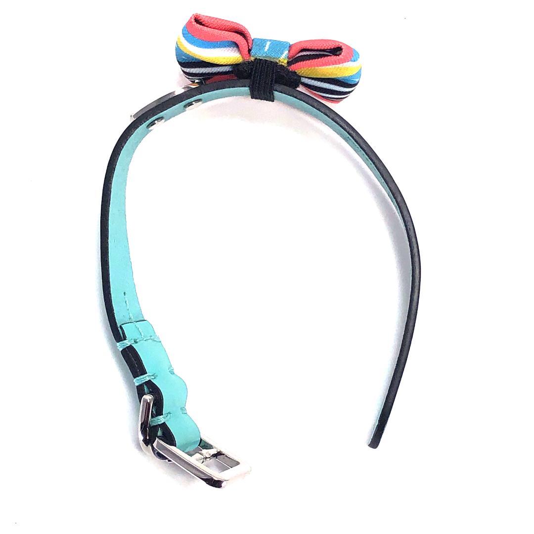 【美品・箱付き】ティファニー／ペット用 アクセサリー レザー 首輪 リボン