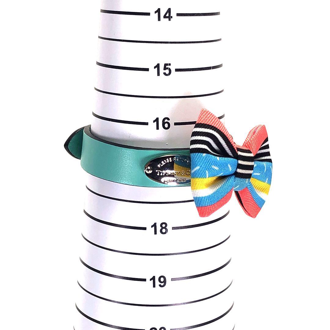 【美品・箱付き】ティファニー／ペット用 アクセサリー レザー 首輪 リボン