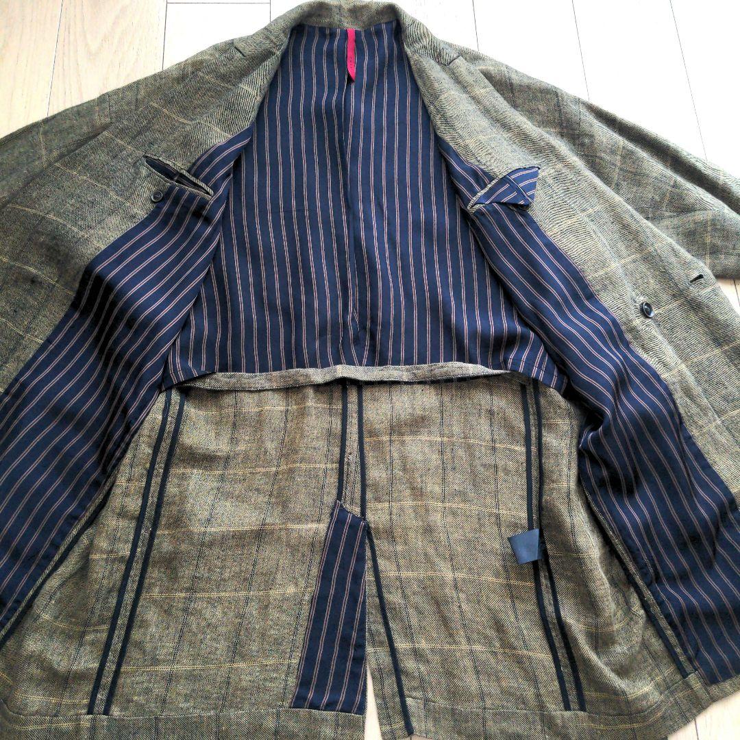 希少 YANTOR 起毛リネン 袈裟コート ストライプ裏地 15AW ヤントル