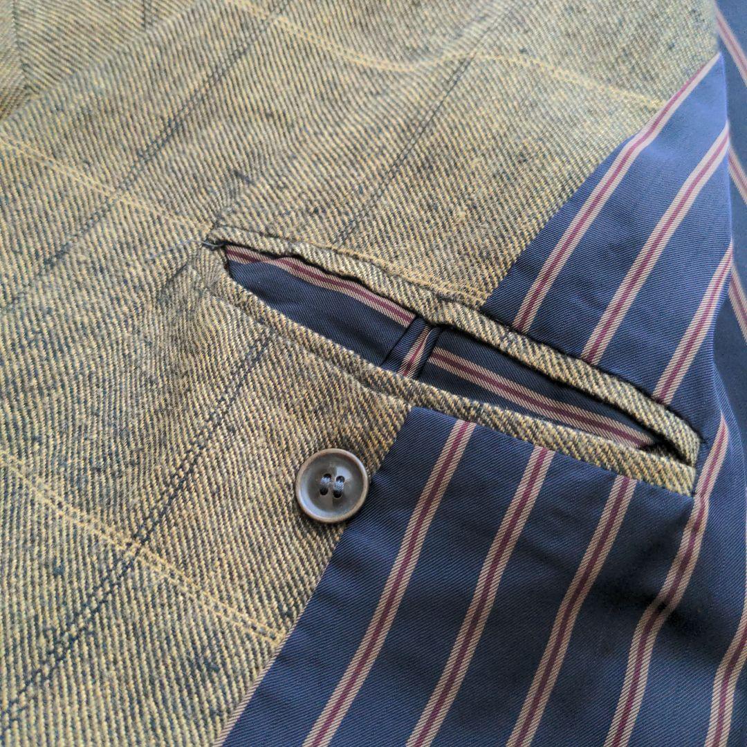 希少 YANTOR 起毛リネン 袈裟コート ストライプ裏地 15AW ヤントル