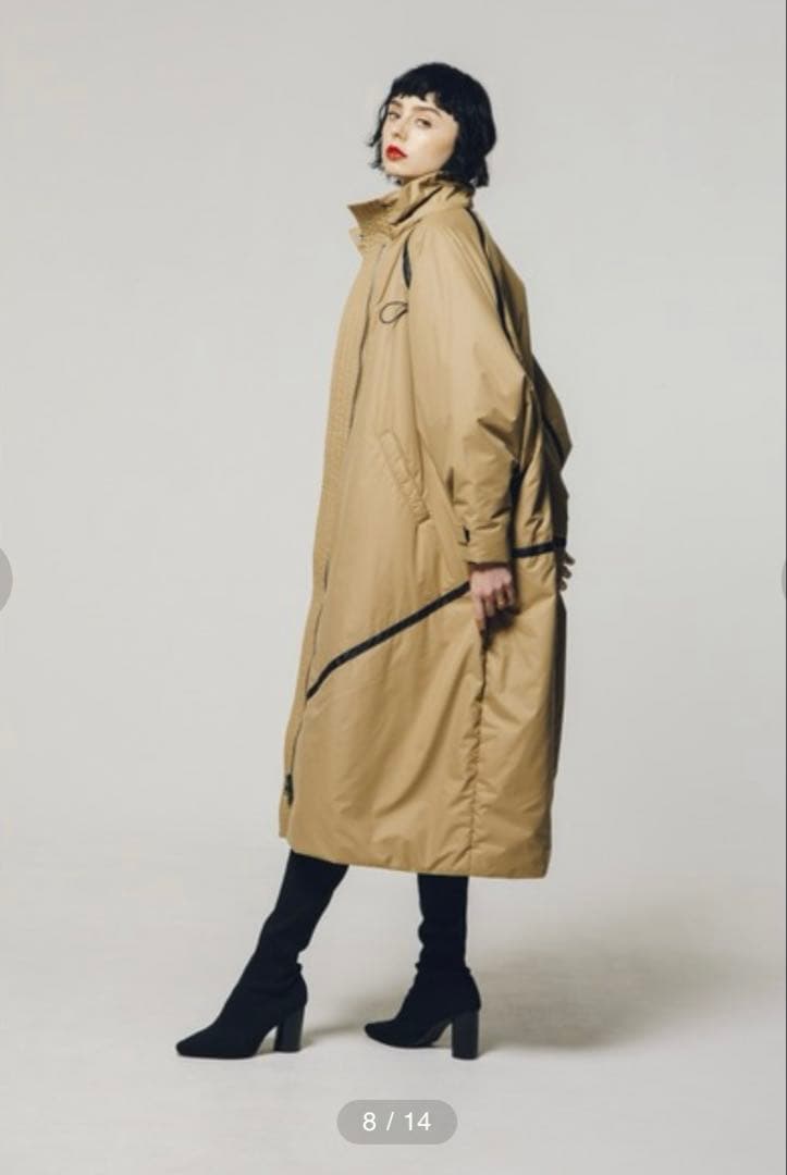 【led.tokyo】ダイアゴナルライン ナイロン ロングコート