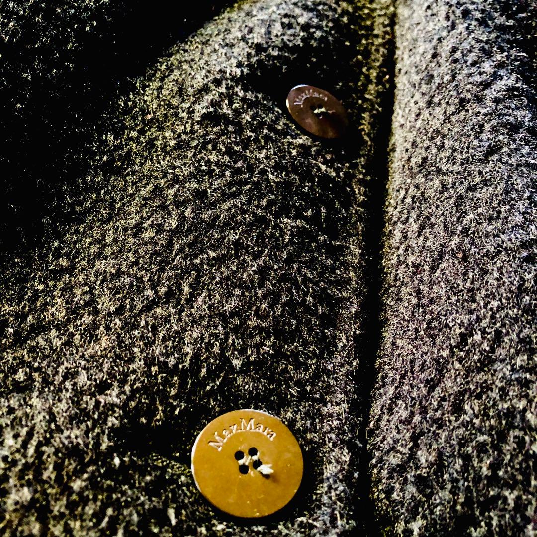 美品✨マックスマーラ ベルテッドコート モヘヤ アルパカ 女優襟 ブラック 40