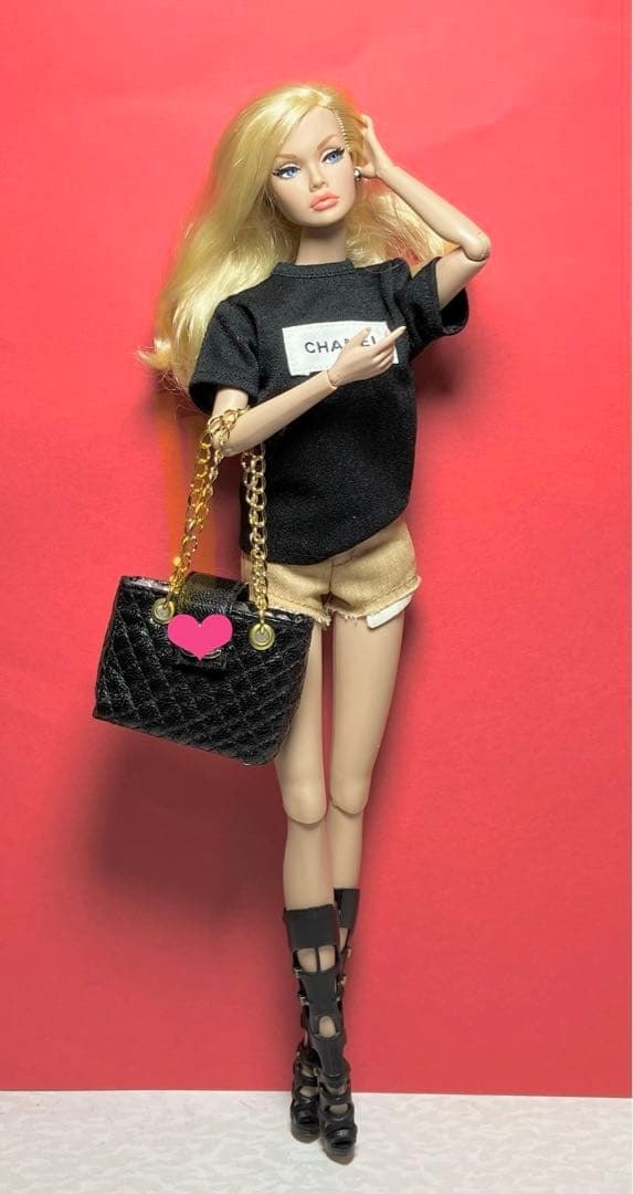 ★ハンドメイド★ ミニチュア チェーン トートバッグ BK