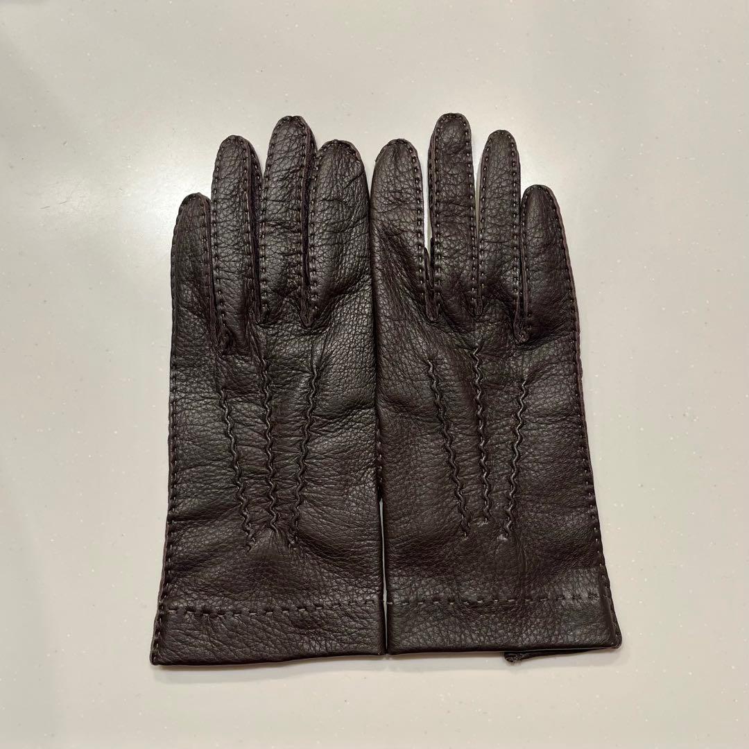 DENTS デンツ 革手袋 手縫い ディアスキン 茶（BARK）美品 6.5