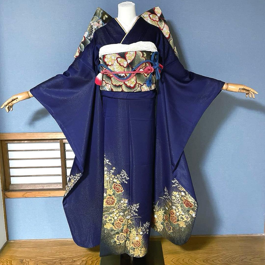 振袖フルセット　高身長　幅広　金通し　金彩加工　成人式振袖　振袖　裄丈71