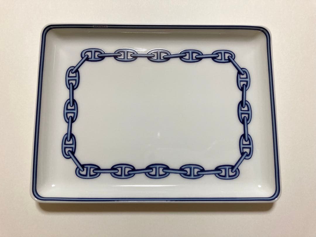 エルメス　シェーヌダンクル　スクエアプレートHERMES陶器トレイ　ブランド食器