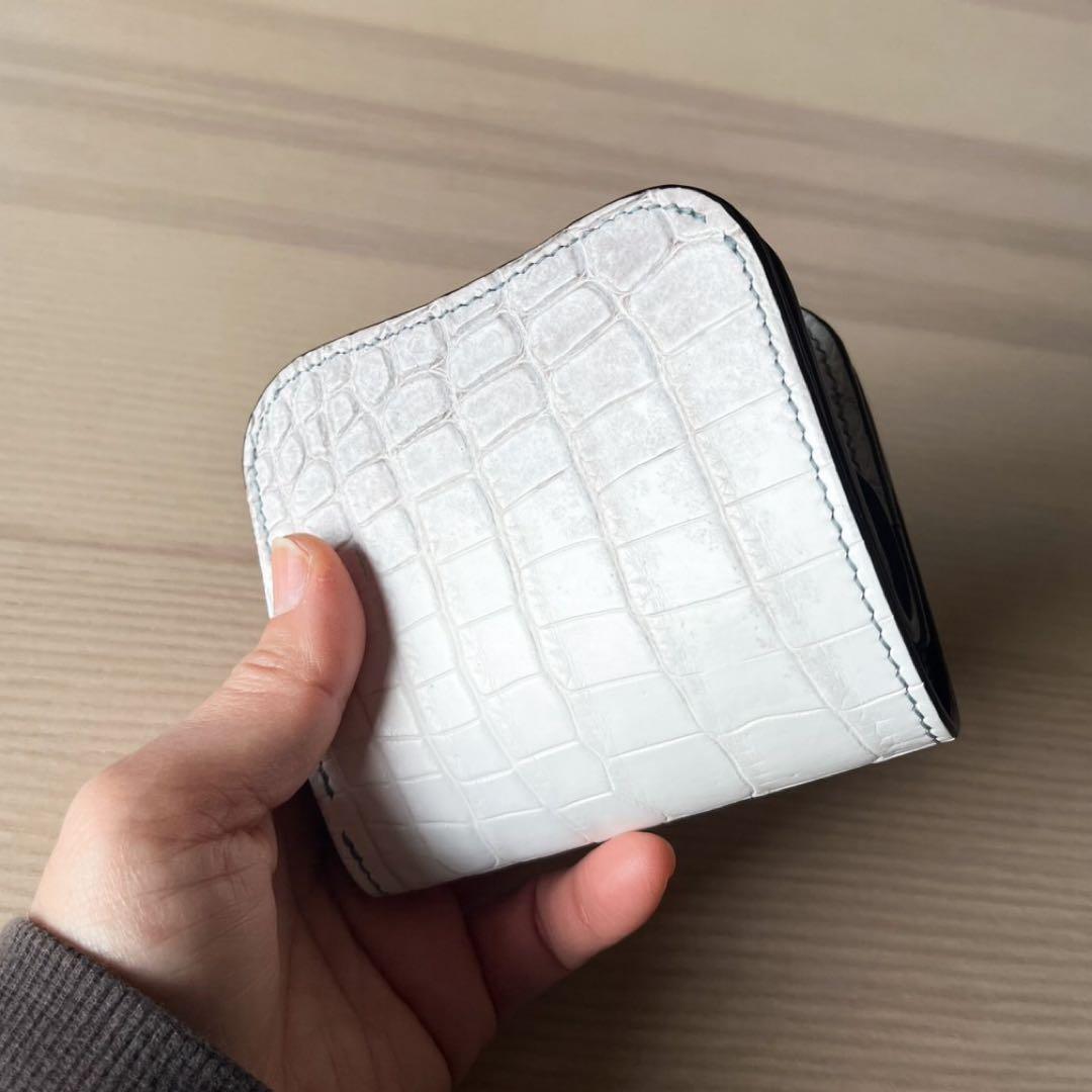 二つ折り財布 クロコダイル ポロサス ヒマラヤ コードバン