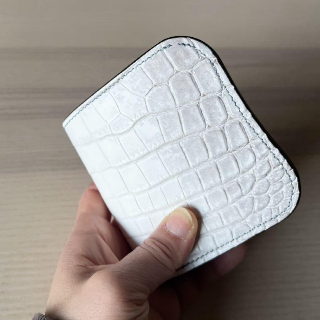 二つ折り財布 クロコダイル ポロサス ヒマラヤ コードバン