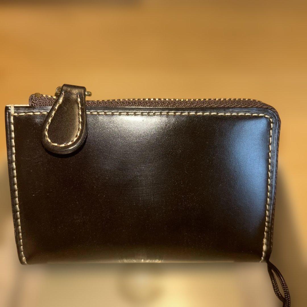 ☆ガンゾ☆ 本革 L字ファスナー小銭入れ カードケース ダークブラウン