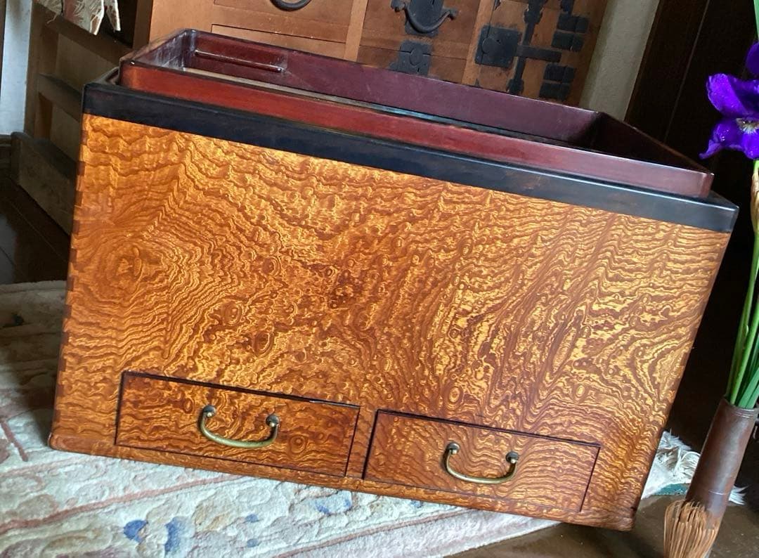 江戸火鉢　アンティーク　火鉢　時代物　欅　玉杢　黒柿　稀少杢