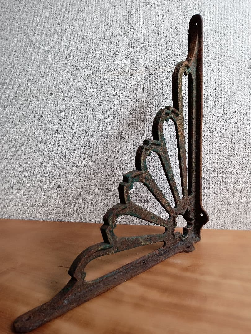 鋳鉄 棚受けブラケット 2点 ダークグリーン