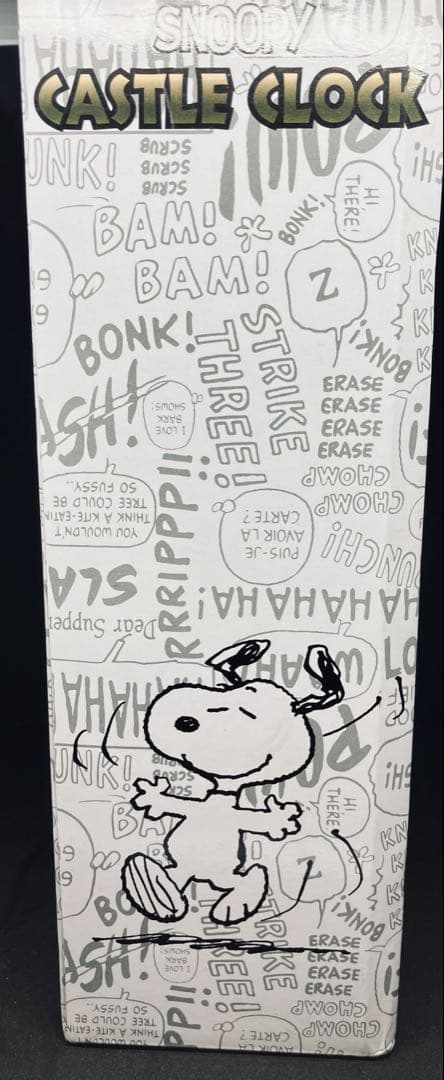 スヌーピー キャッスルクロック 置時計　ウッドストック　ブラック　ゴールド
