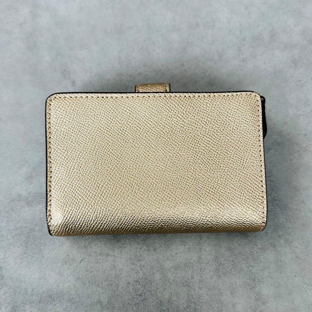 COACH メタリックゴールド ミディアム コーナー ジップ ウォレット