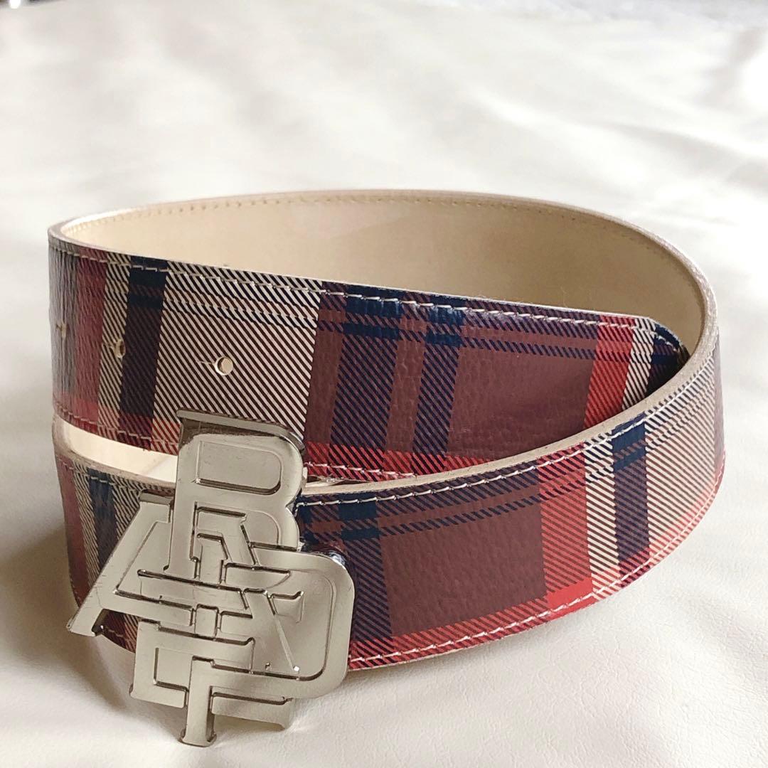 A BATHING APE チェック柄 ベルト 日本製 メタルバックル L