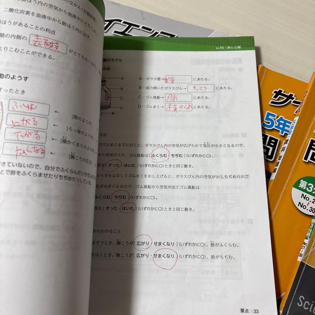 浜学園小5 2024年新刊サイエンス 5年生理科 問題編　解答解説　要点のまとめ